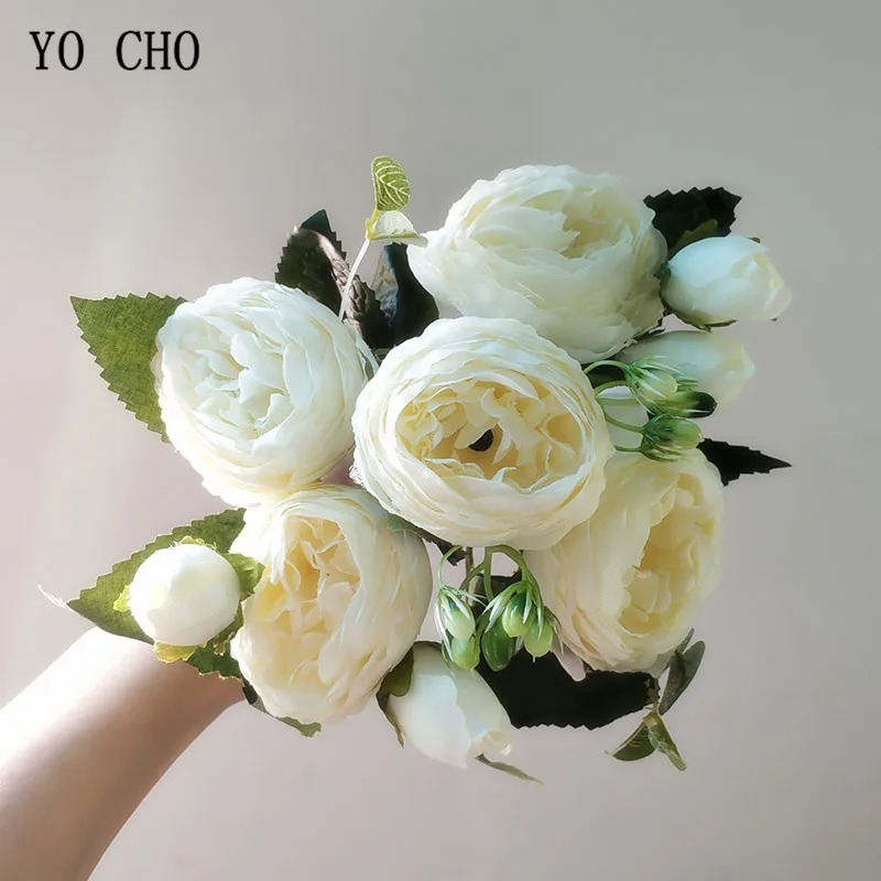 Искусственные цветы YO CHO розы пионы искусственные шелковые для свадебной