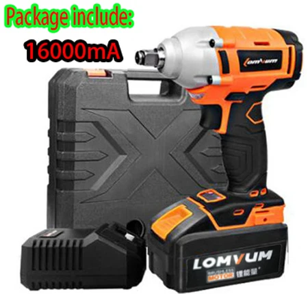 16000mAh 12000 mAh/16000 mAh 520N. m Беспроводной литий-ионный аккумулятор электрический ударный ключ бесщеточный с перезаряжаемой батареей AC 100-240V - Цвет: 16000mAh