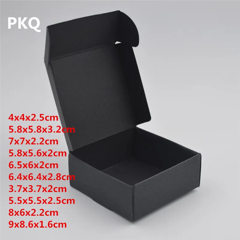 10 шт Высокое качество маленькая Подарочная коробка черная крафт бумага для