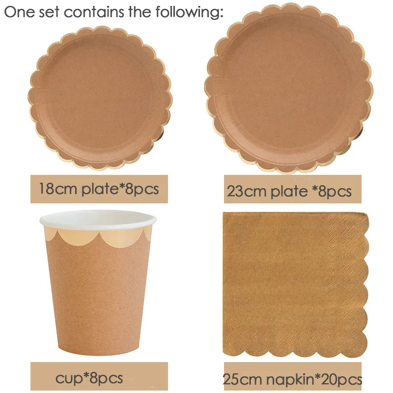 8pcs Birthday Party Decoration Disposable Tableware Kraft Paper Supplies Plates Cups Napkins for Festival Carnival | Дом и сад