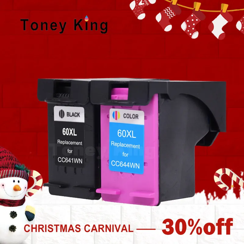 Заправленный чернильный картридж Toney King 60 XL для HP 60XL Deskjet D2530 D2545 F2430 F4224 F4480