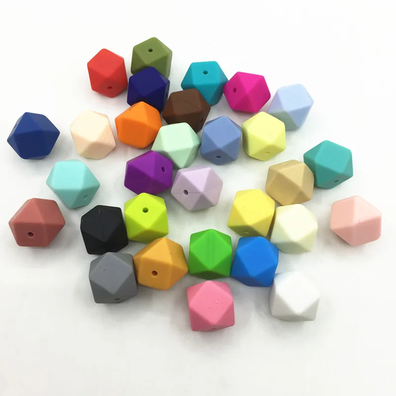 

NEW 23.2mm Large Hexagon Loose Silicone Bead for Teething Necklace Silicone Teething Beads For Baby Teether BPA Safe Loose Beads
