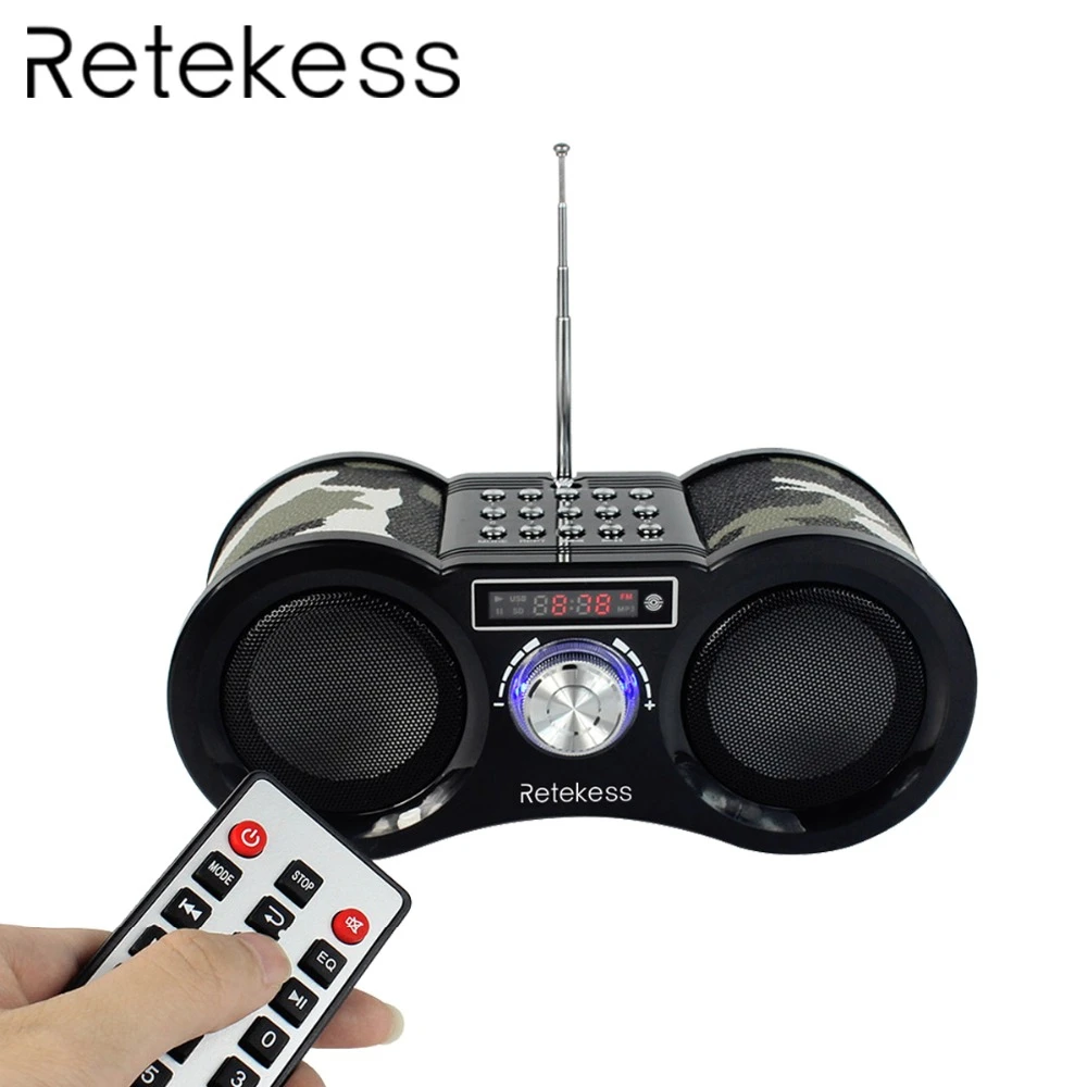 RETEKESS V113 Камуфляж цифровой стерео fm-радио USB/TF карта динамик MP3 музыкальный плеер с пультом дистанционного управления приемник радио F9203M