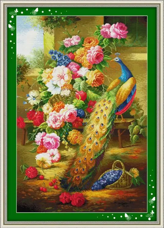 D085-2 Joy Sunday Павлин серии DMC Счетный крест DIY Ручная работа 14CT 11CT для вышивки домашнего декора NKF Вышивка крестом - Цвет: D085-2