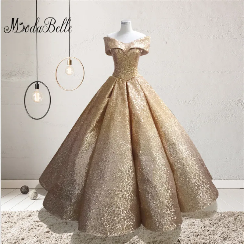Modabelle/Вечерние платья золотистого цвета с блестками и вырезом лодочкой роскошное