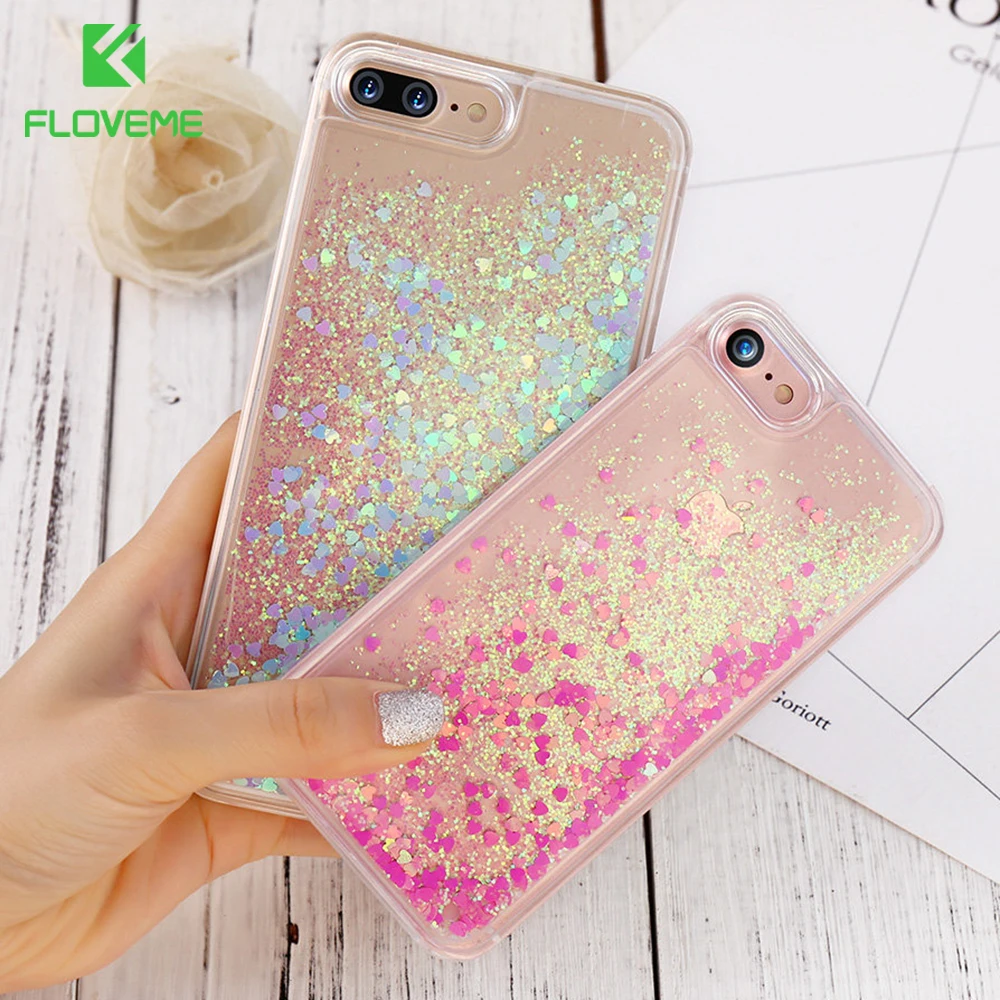 FLOVEME блестящий чехол для iPhone 7 8 Plus Quicksand 6 6s 5 5S SE телефона Fundas |