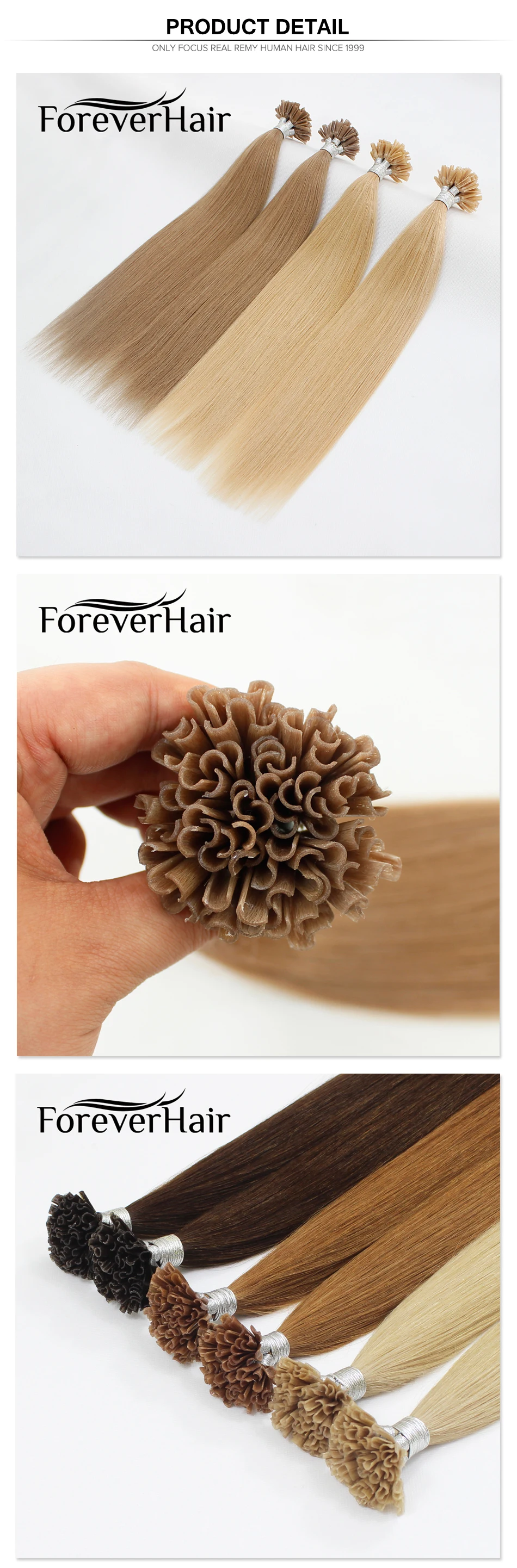 FOREVER HAIR 0,8 г/локон 1" 18" 2" Remy накладные человеческие волосы для наращивания, европейские человеческие кератиновые u-образные накладные волосы, 50 шт