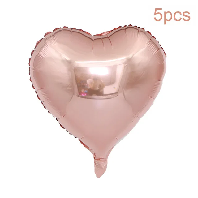 5pcs Foil Heart 16 шт Розовый Золотой воздушный шар "Конфетти" детский душ девочка баллон гелия балоны DIY любовь свадьба день рождения шары украшения шары - Цвет: 5pcs Foil Heart