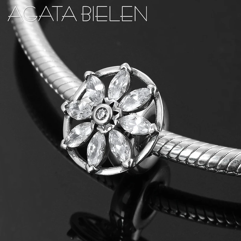 Модные бусины-пробки из стерлингового серебра 925 пробы с прозрачными цветами CZ