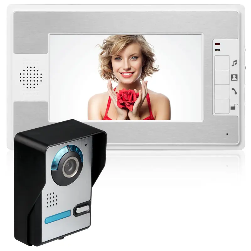 7 Inch Video Door Phone Doorbell Intercom Kit 1-camera 1-monitor Night Vision with IR-CUT HD 700TVL Camera