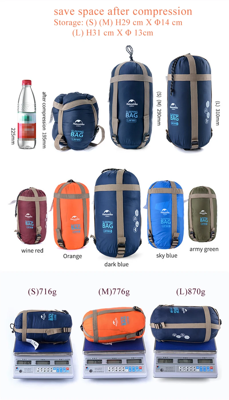 NatureHike 75x29,5 ''Мини Открытый Сверхлегкий конверт спальный мешок ультра-маленький размер для кемпинга пешего туризма альпинизма NH15S003-D
