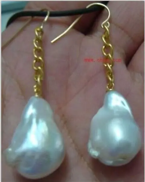 

huge natural south sea white pearl earrings