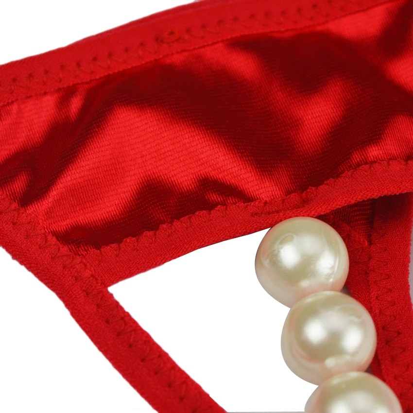 Топ для женщин сексуальные трусики стринги с искусственным жемчугом v образным