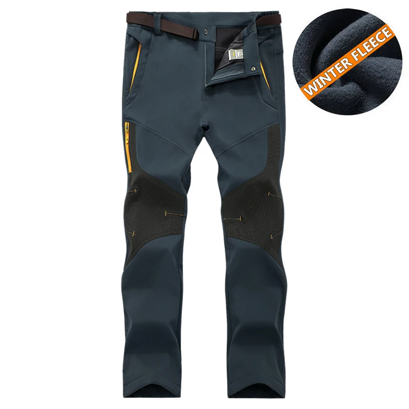Большие размеры, L-7XL, флисовые прямые брюки, зима, мужские, 4 цвета, мужские, повседневные, бренд afs jeep, быстросохнущие брюки, толстые, ветрозащитные штаны - Цвет: ZDI902A Blue