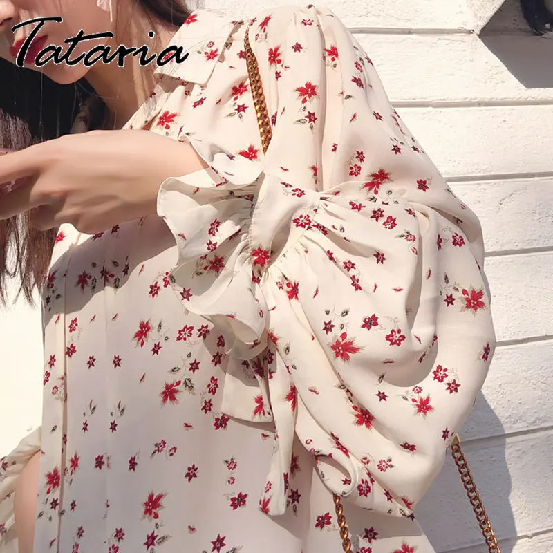 Tataria Autumn 2020 New Women Blouse and Tops Floral Print Casual Shirts Long Sleeve Turn-down Collar | Женская одежда