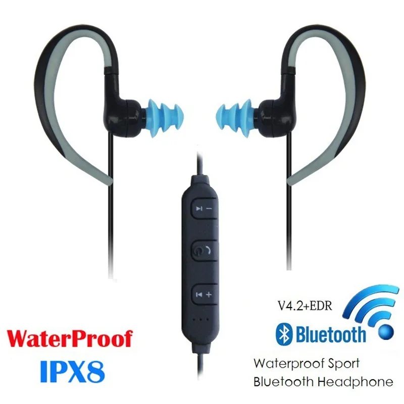 IPX8 водонепроницаемые Bluetooth наушники для плавания и бега Беспроводные 4 2