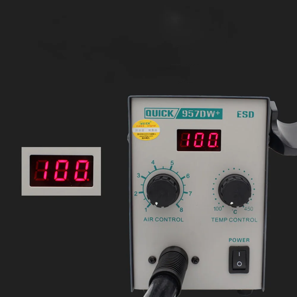 220V обновления быстрая 957DW+ светодиодный Дисплей Регулируемая горячий воздух Тепловая пушка с винтовой Ветер 400 Вт SMD паяльная станция с 3 воздушные сопла