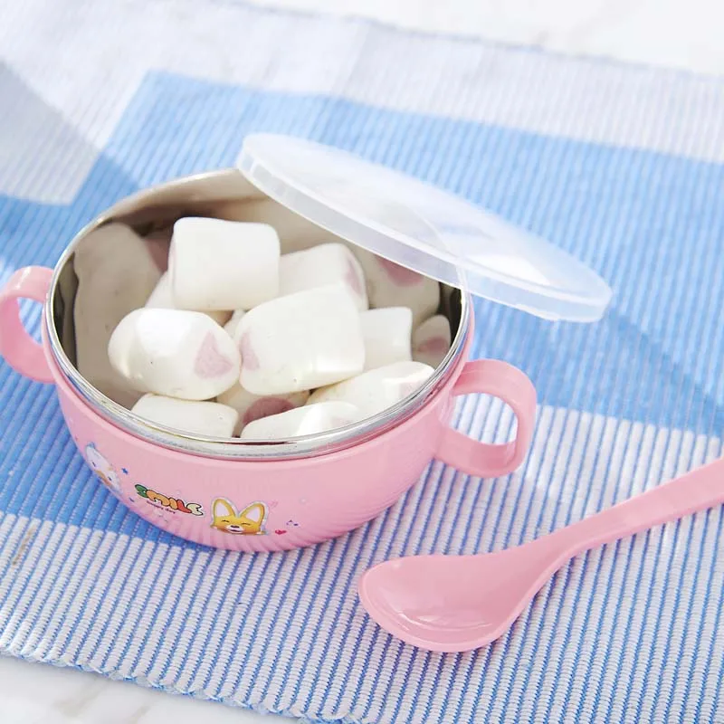 Детская посуда из нержавеющей стали детские чаши с Силиконовый ярких цветов в