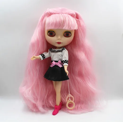 Кукла Blygirl Blyth розовые волосы могут быть закрытыми глазами матовая маска кукла