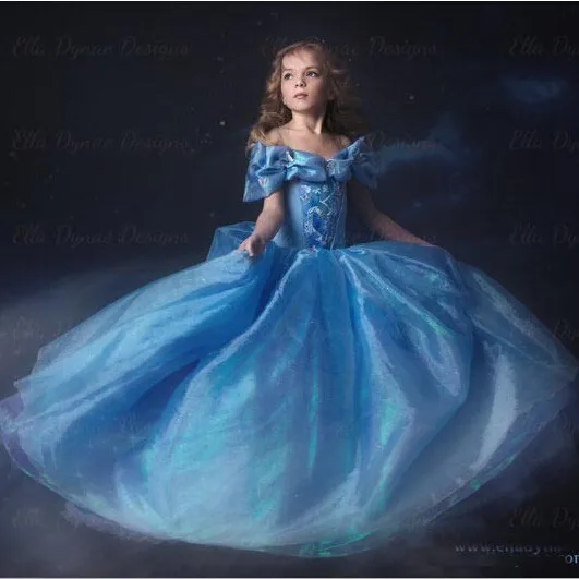 Новинка фантазия синий Menina princesa Infantil Vestido cinderela cendrillon disfraz cenicienta