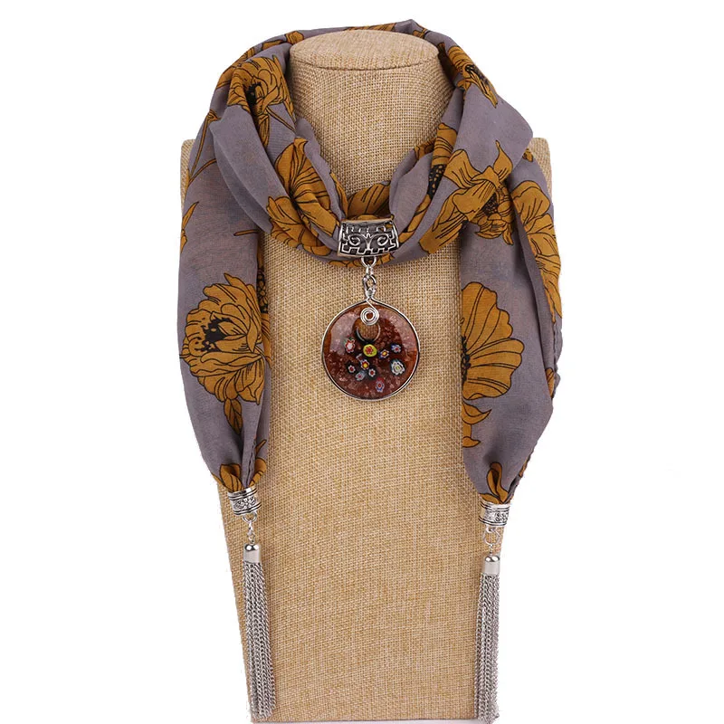 RUNMEIFA Роскошные брендовые акриловые ювелирные изделия кулон ожерелье шифон шарф