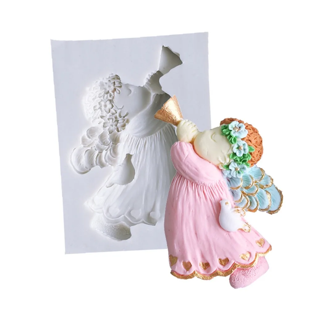 Силиконовая форма Angel Baby Girl, праздничная форма для выпечки торта, сахар для мамастики, инструменты для украшения Силиконовая форма Angel Baby Girl, праздничная форма для выпечки торта, сахар для мамастики, инструменты для украшения