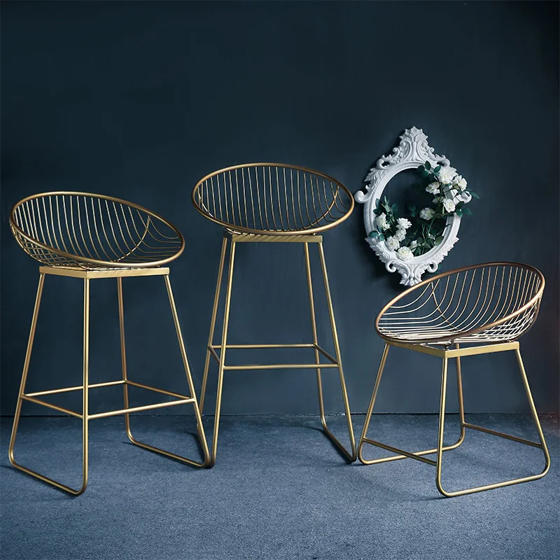 Модный золотой скандинавский барный стул H креативный кофейный высокий простой