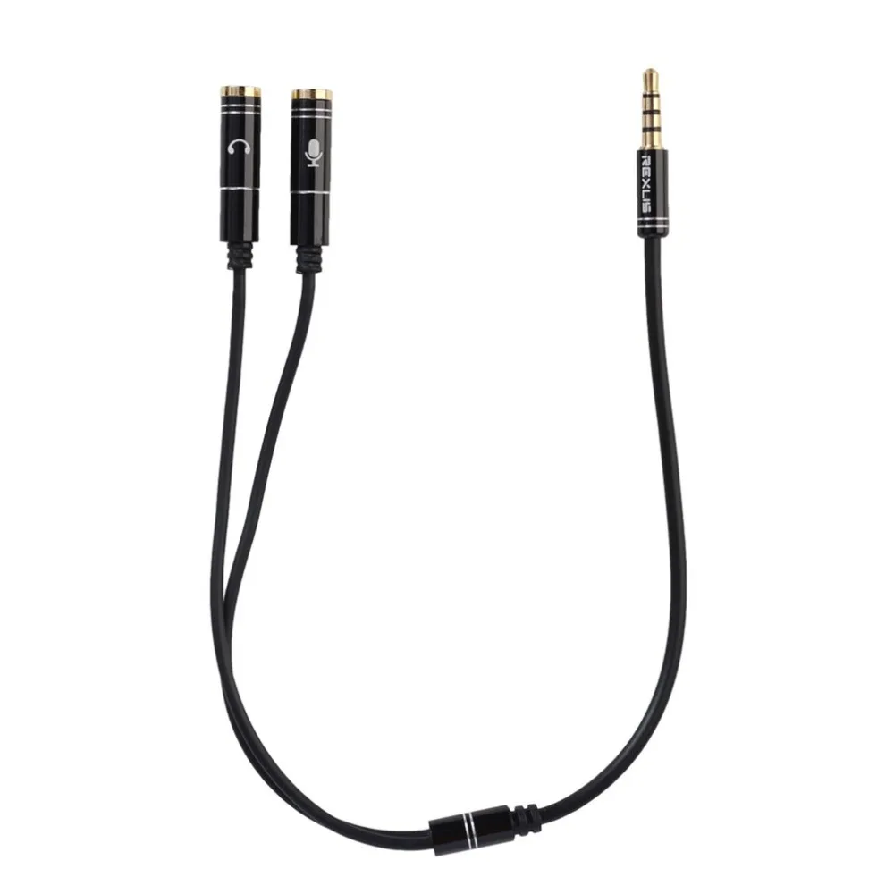 3.5mm Jack Headphone Mic Audio Splitter Gold-Plated Aux Extension Adapter Cable Cord for Computer PC Microphone 
