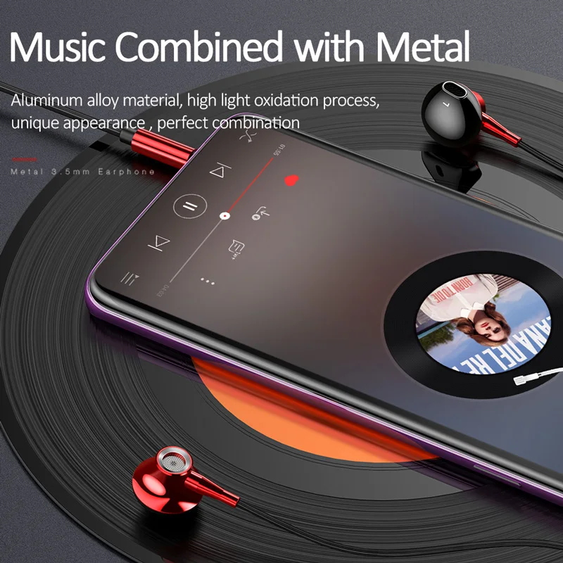 USAMS In ear 3 5 мм аудио наушники Металлические Hifi Проводная гарнитура микрофон 4D