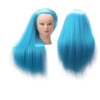 cammitever training head mannequin head 50cm blue long straight hair styling practice manikin doll dummy female head clamp