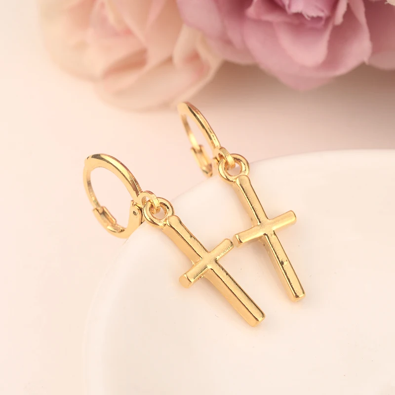 

Золотые серьги-подвески золотого креста, ювелирные изделия среднего рая для мам из германии, германии