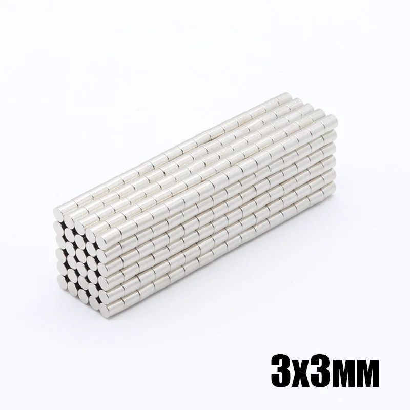 1000 шт. 3x3 мм неодимовый магнит 3x3 мм редкоземельный маленький сильный Круглый постоянный 3*3 мм Электромагнит на холодильник NdFeB никель магнитный