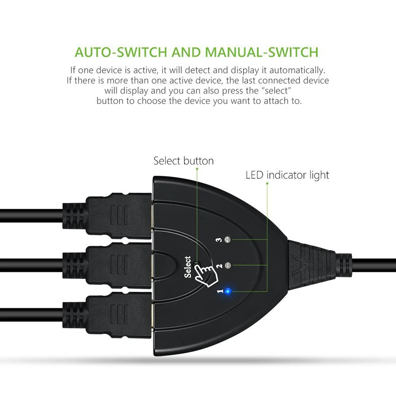 Мини 3 Порты и разъёмы Переходник HDMI разветвитель Кабель 1.4b 4 K * 2 1080 P