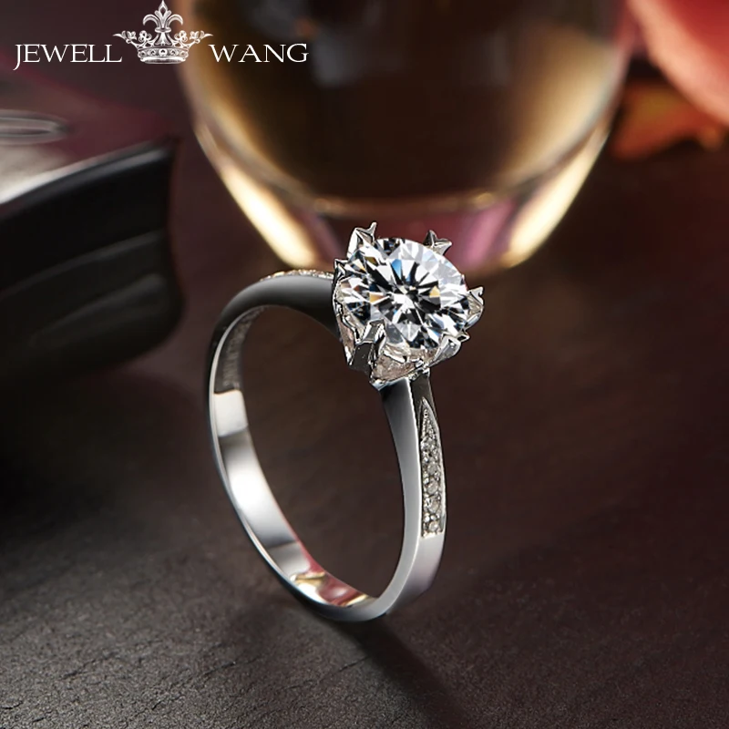 Ювелирные изделия 2.0ct карат муасаниты обручальные кольца для женщин Альпы снег Сертифицированный 18 К Настоящее из белого золота с бриллиантами боковой камень бренд