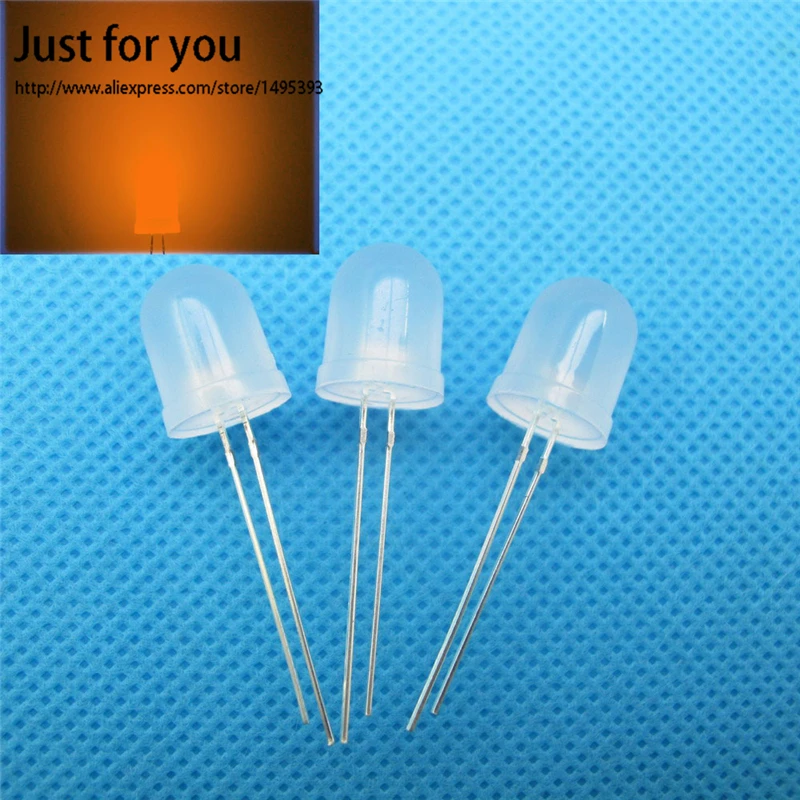 100 шт. 10 мм СВЕТОДИОД Рассеянный оранжевый Круглый Светильник Свет Супер Яркий