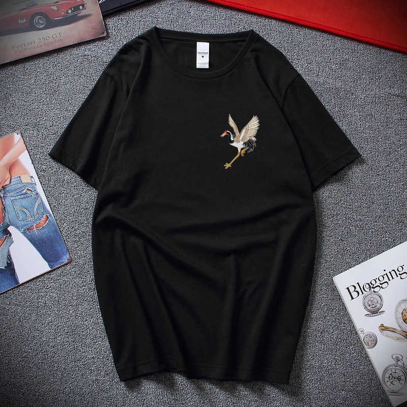 Футболки с вышивкой Будды, мужские футболки в стиле хип-хоп, повседневные топы с китайским персонажем, футболки, лето, Harajuku, уличная футболка - Цвет: Черный