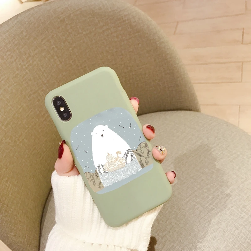 Cute Bear For Iphone x Case Small Fresh Cartoon Phone 6s 7 8 plus xs max xr All-inclusive Shatter-resistant |