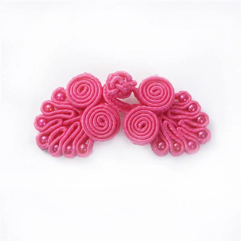 DoreenBeads 1 пара китайские лягушки пуговицы цветок с бусинами застежка китайский узел пуговицы Cheongsam Tang костюм 2,2*3,5 см 7 стилей - Цвет: fuchsia