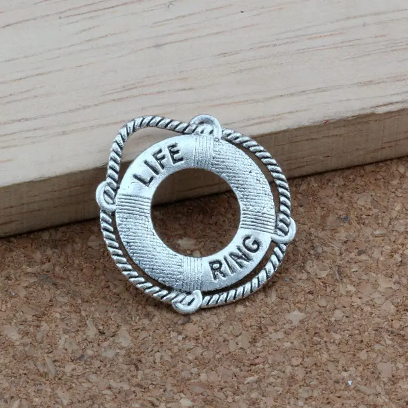 Antique silver Очаровательные Подвески в виде спасательного кольца, 100 шт/партия, античное серебро, модные ювелирные изделия DIY для браслетов и колье, серьги 21,8x23,5 мм, A-418 - Окраска металла: Antique silver