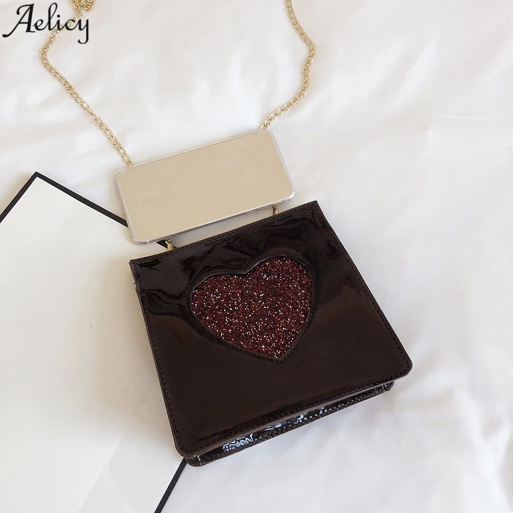 Женские сумки мессенджеры с сердечками Aelicy однотонные повседневные украшениями