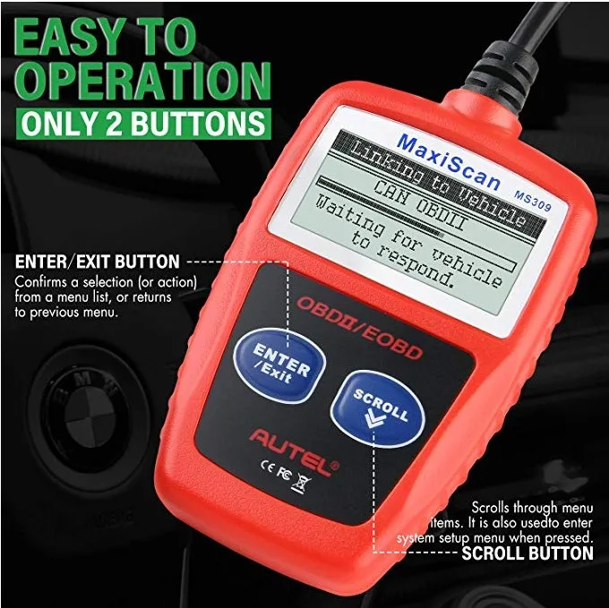 Autel MS309 классический Улучшенный Универсальный OBD II сканер автомобиля двигателя код ошибки считыватель может диагностический инструмент сканирования-красный