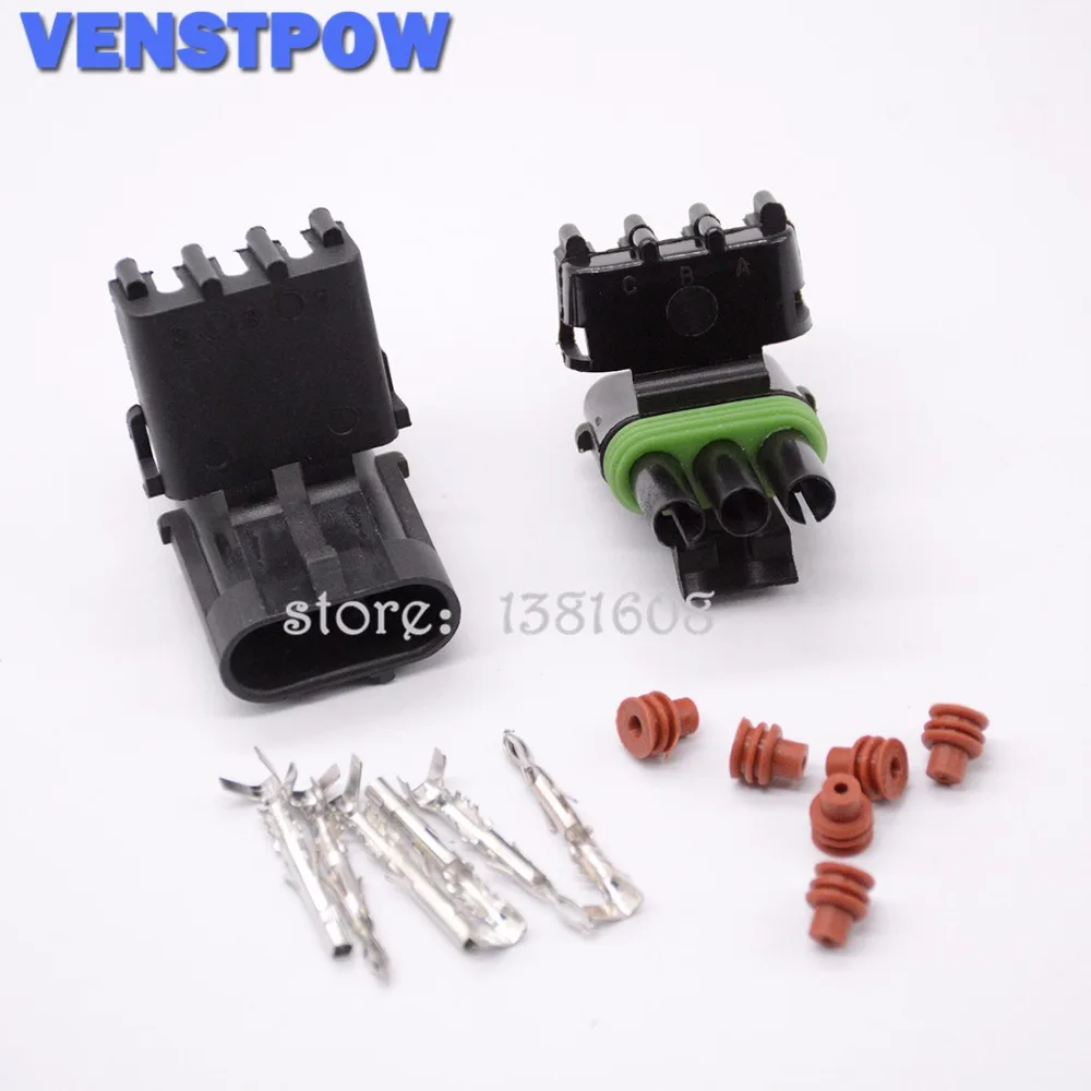 10 sets Female Male Weather Pack 1/2/3/4/6Pin Automobile Connector Plug Sealed Wiring Connectors Kit 18-14 GA | Автомобили и