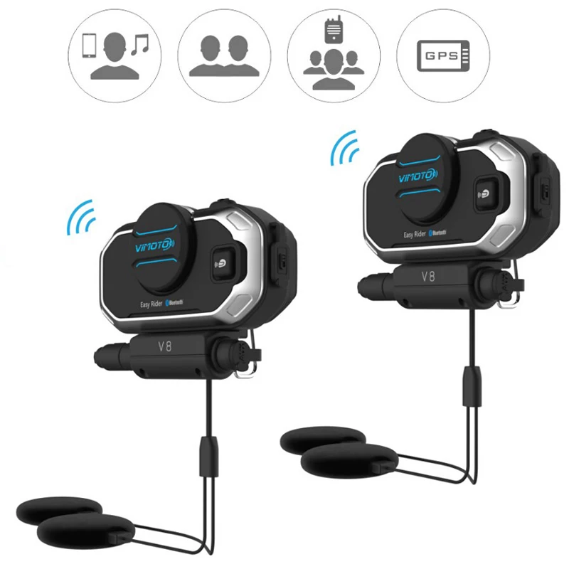 Bluetooth гарнитура для шлема Easy Rider Vimoto V8 2 комплекта|Наушники шлемов| |