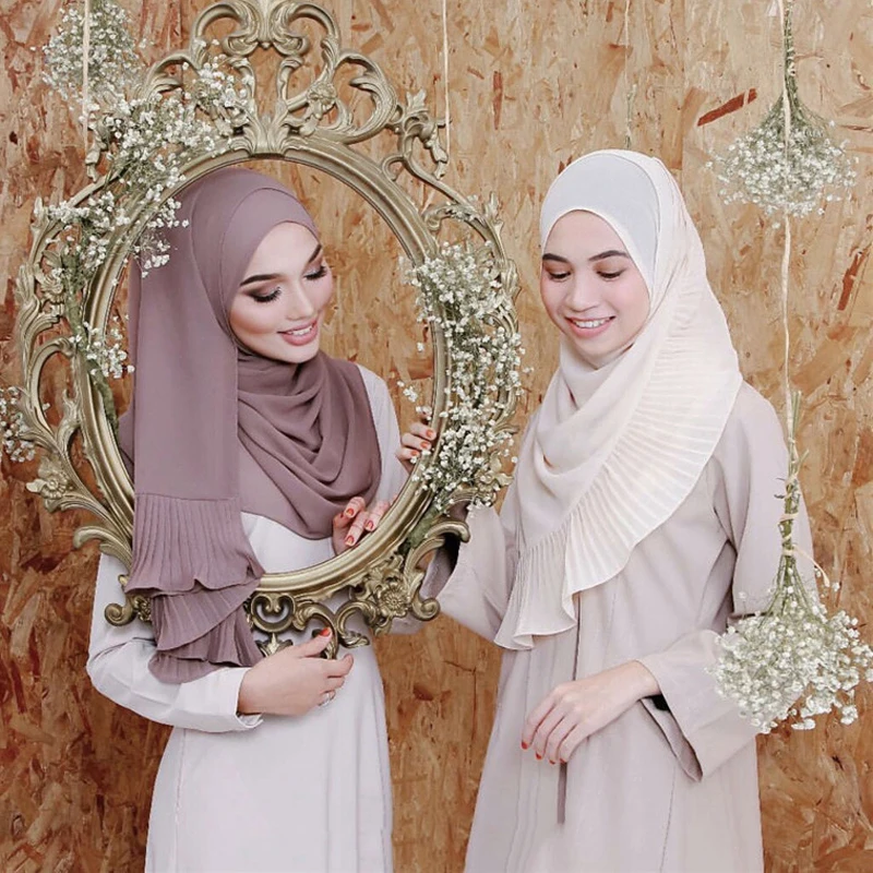 70*185CM Muslim Women Headscarf Plain Chiffon Crinkle Hijab Islamic foulard Shawls and Wraps femme musulman Arab Head Scarves |