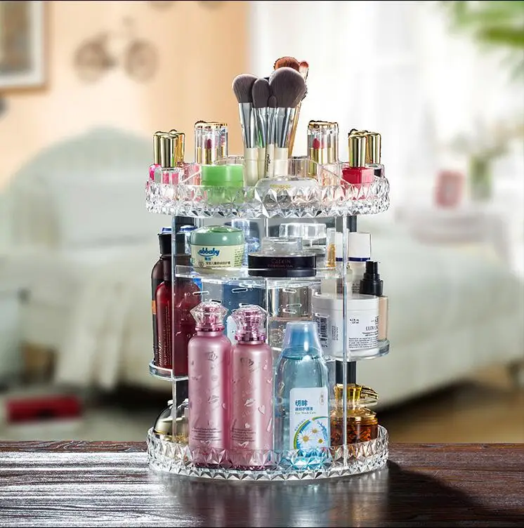 

Rotating cosmetics receive a box of transparent acrylic dresser skincare receive shelf