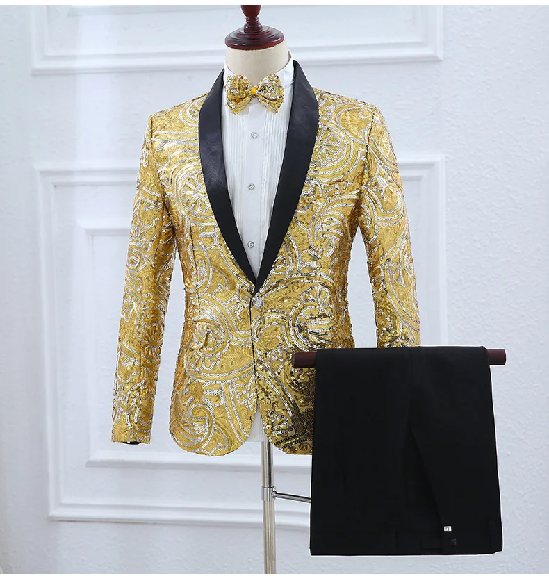 

Sparkly Полный блестками 2 цвета пиджак брюки Для Мужчин's Мода Slim костюмы Свадебные хост куртка Для мужчин певица костюм команды Show одежда