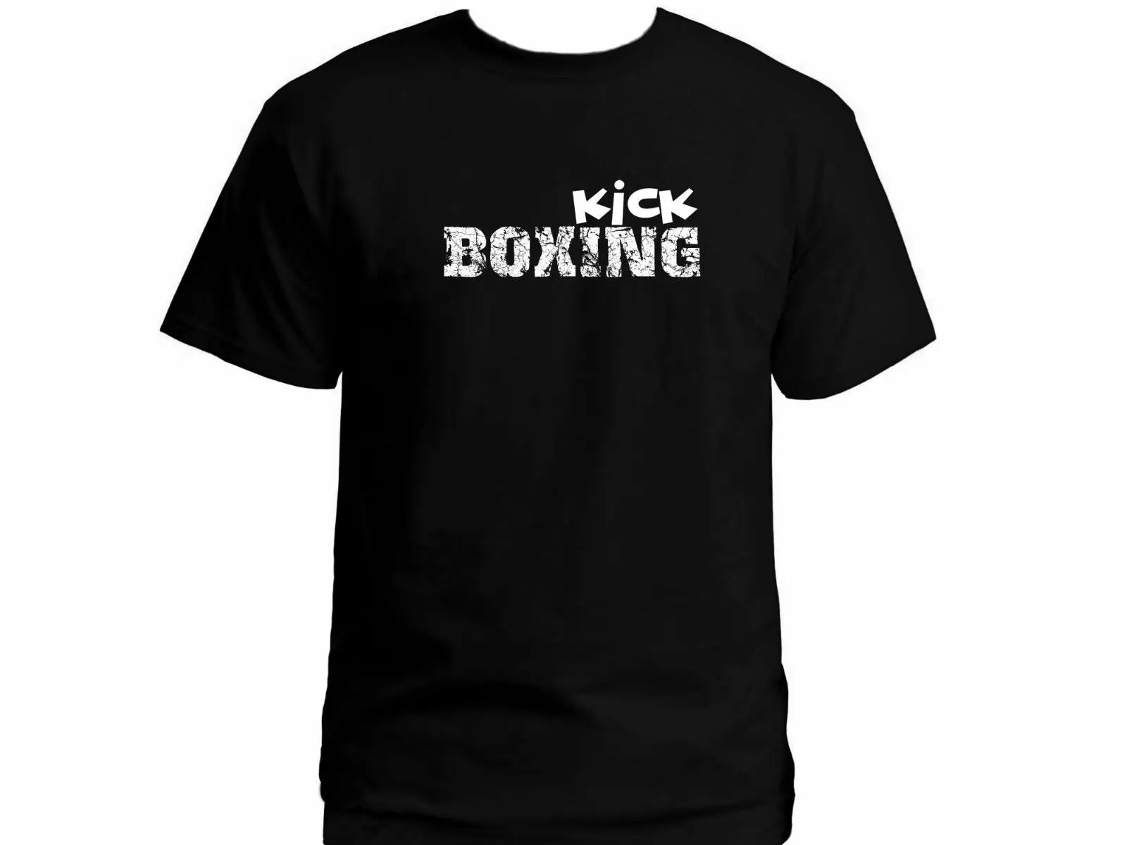 

2019 kung fu Kickboxing distressed look 100% cotton black t-shirt US XXL