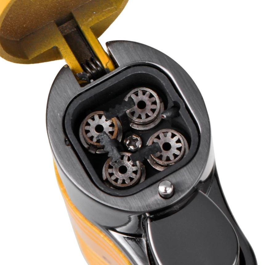 

COHIBA Cigar Lighter Windproof Refillable Butane Torch Lighter 4 Jet Flame Lighters with Punch gas Cigarettes Lighter