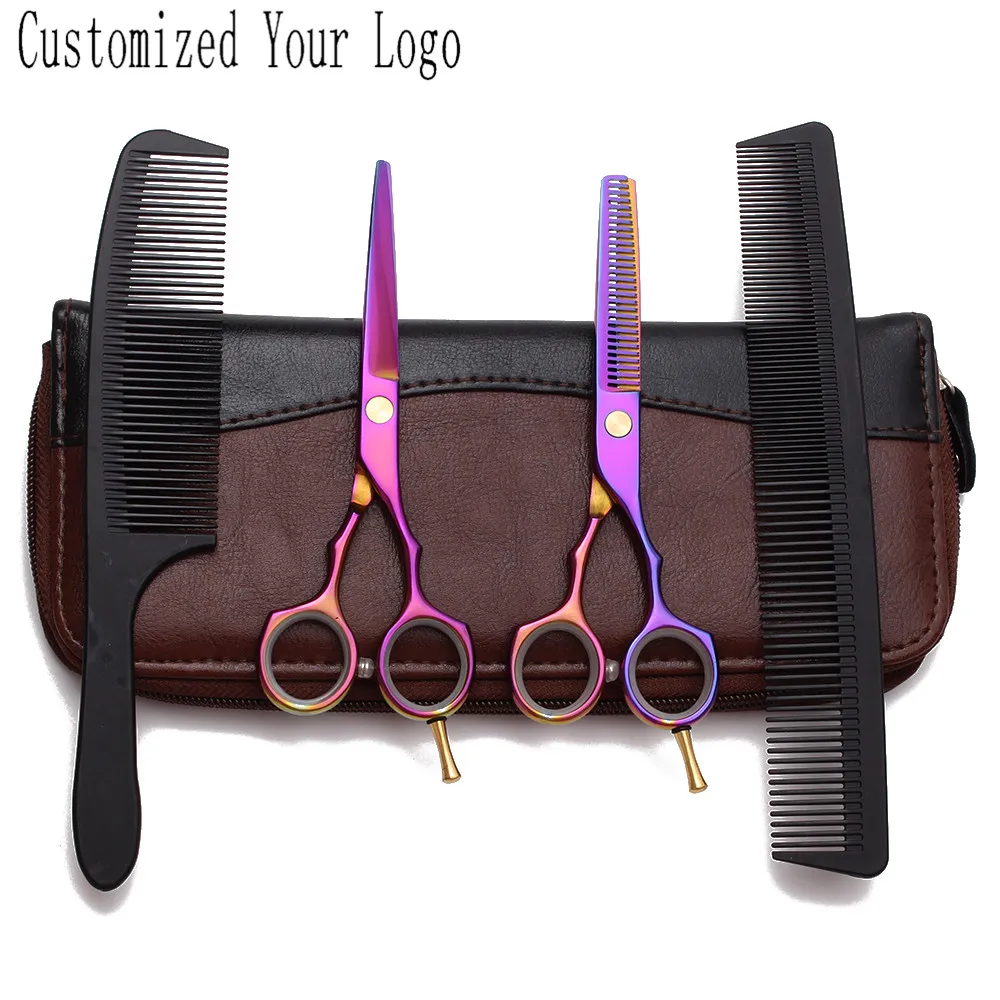 Suit 5.5&quot 16cm JP Customized Logo Haircut Scissors Cutting Thinning Shears Professional Hair With Combs C1104 | Красота и