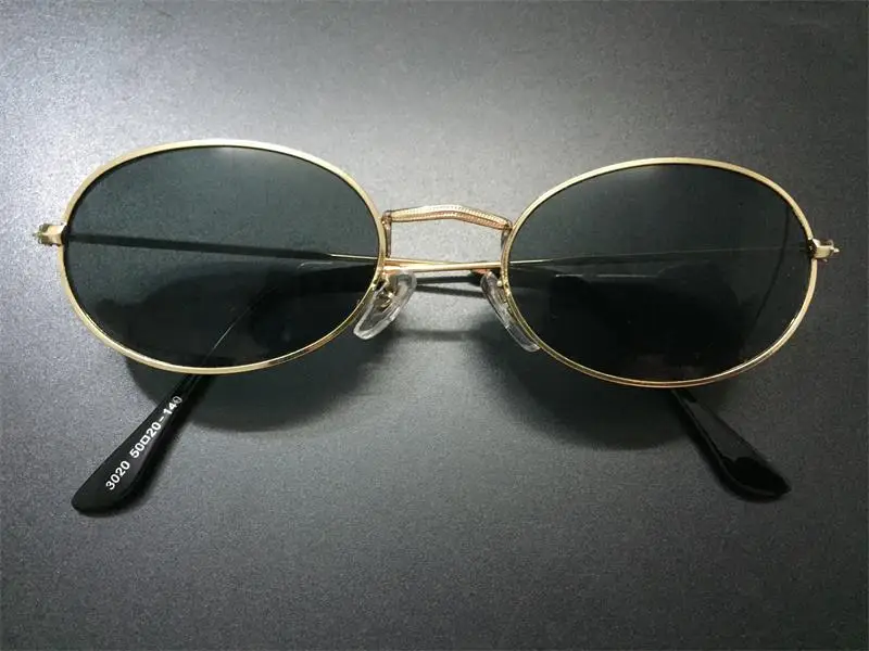 C8 gold black Классические винтажные Овальные Солнцезащитные очки женские/мужские роскошные 90s дизайнерские солнцезащитные очки Симпатичные хип хоп винтажные очки в ретро стиле - Цвет линз: C8 gold black